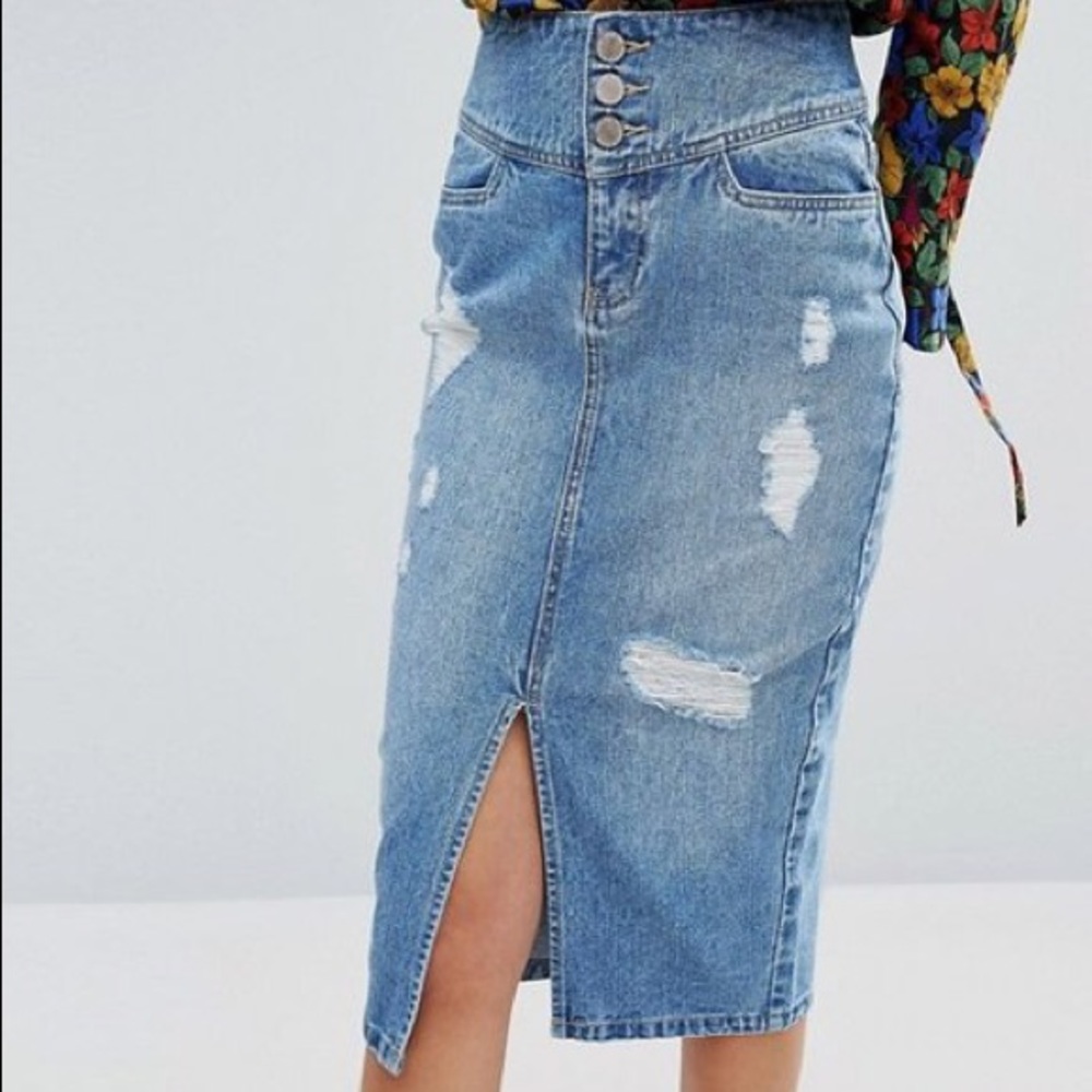 Lost Ink via ASOS high waist denim skirt - Picture 2 of 4